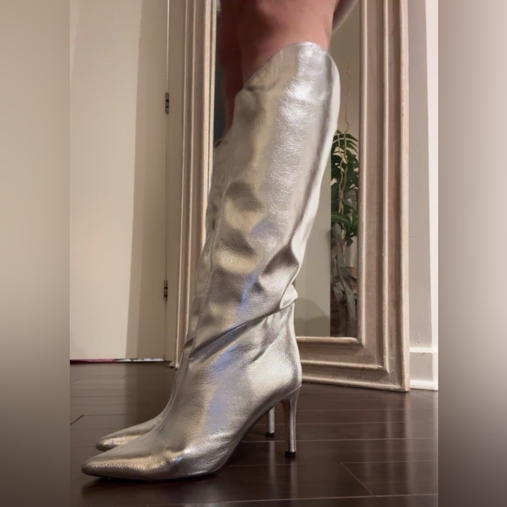 Silver Knee-High Women's Boots